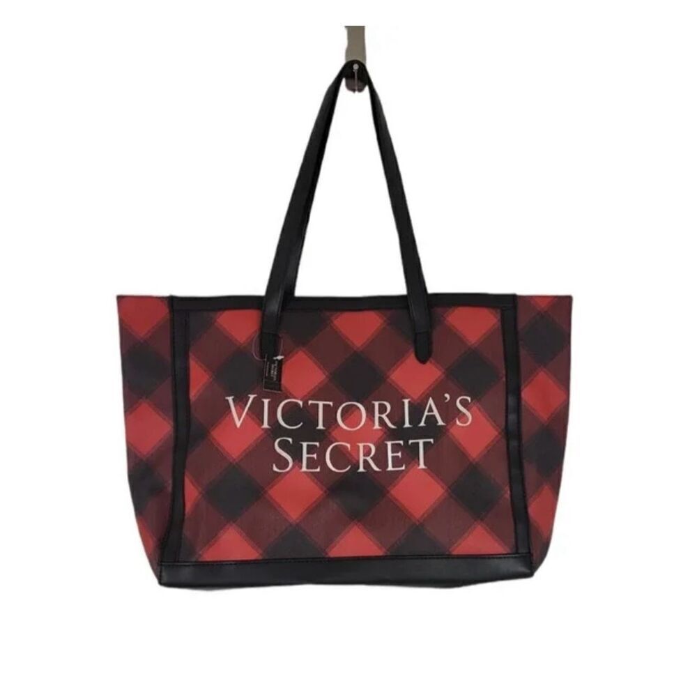 Victoria's Secret Red Black Plaid Holiday Weekender Tote Limited Edition 2021
